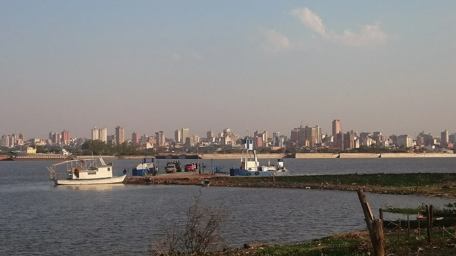 The Asunción skyline seen across the Paraguay river